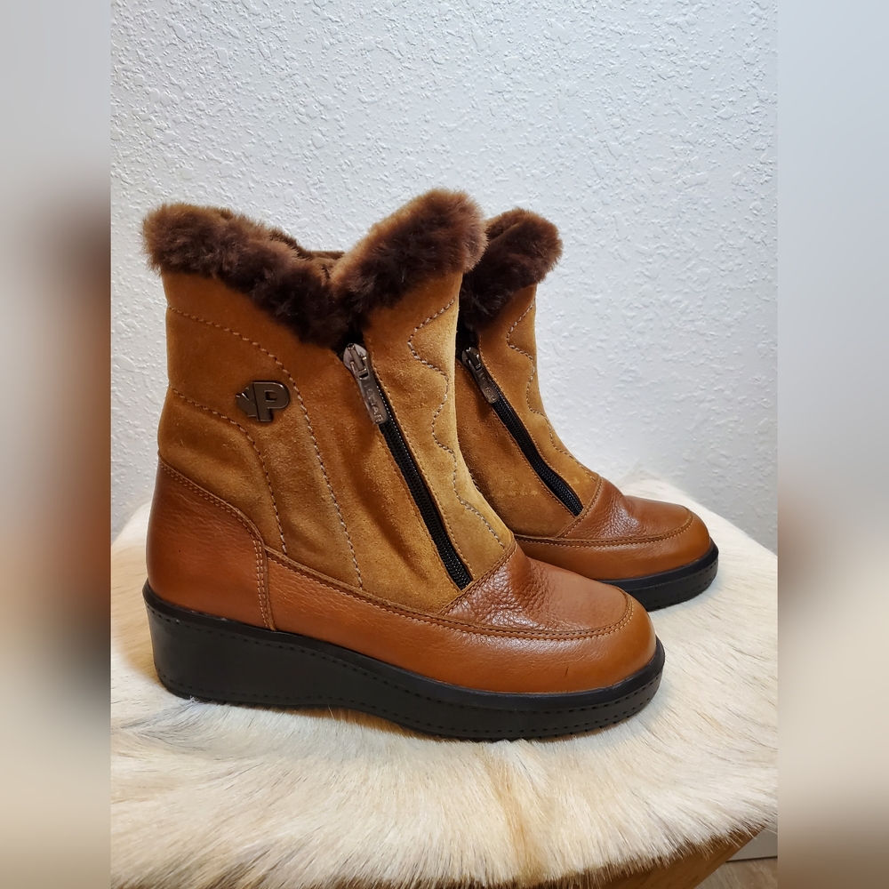 New Pajar Mia A Women's Size 7.5 Zip Up Brown Shearling Lined Slip Proof Boots